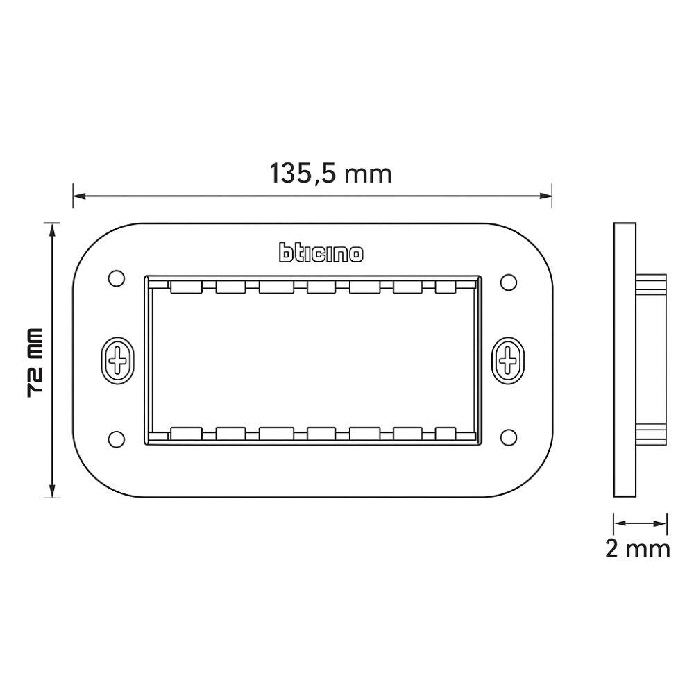 Bticino living now supporto con valva di protezione per placche modulari *** numero posti 4 moduli, confezione 1