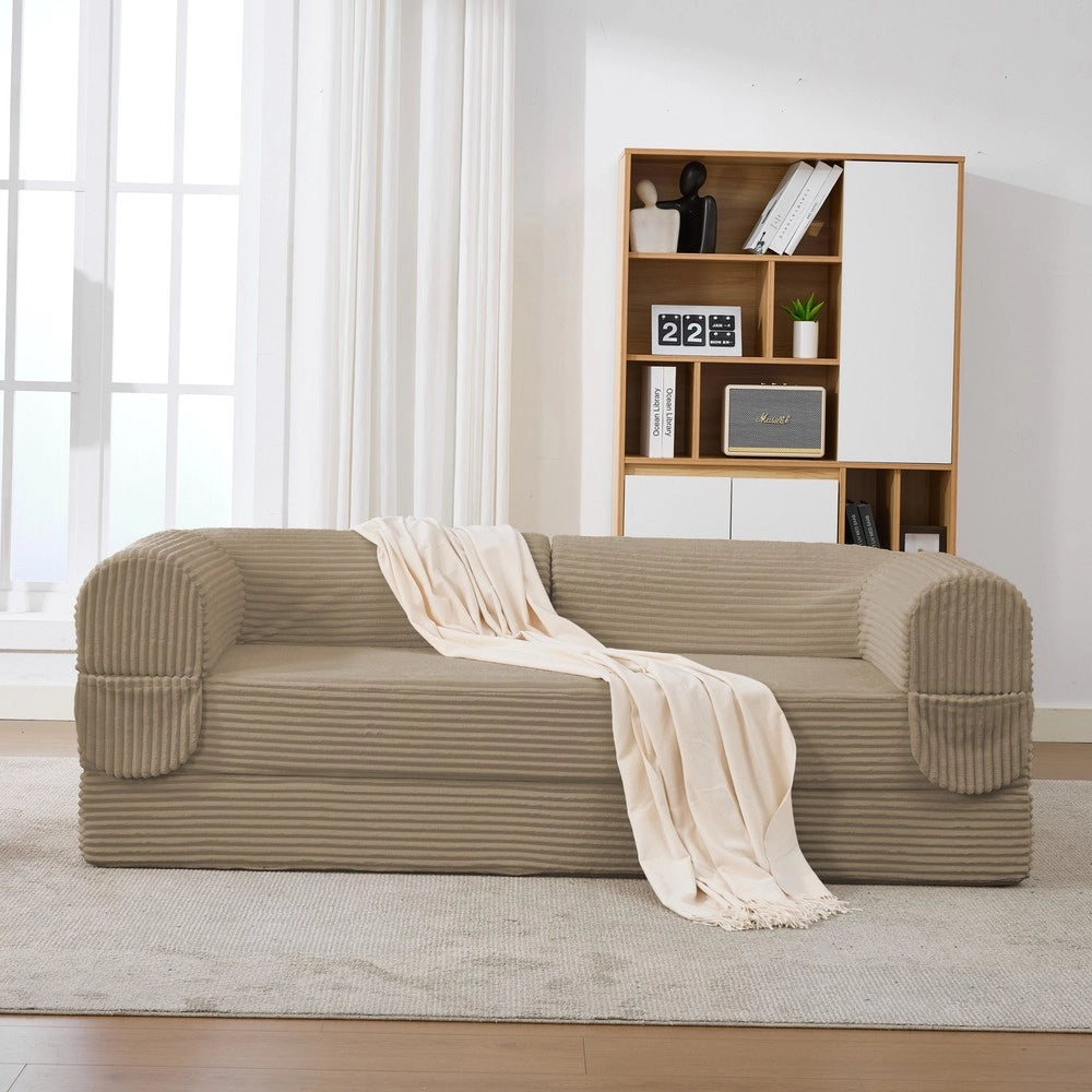 Divano letto 2 posti ¨C Minimal ¨C Tessuto corda grigio, salvaspazio