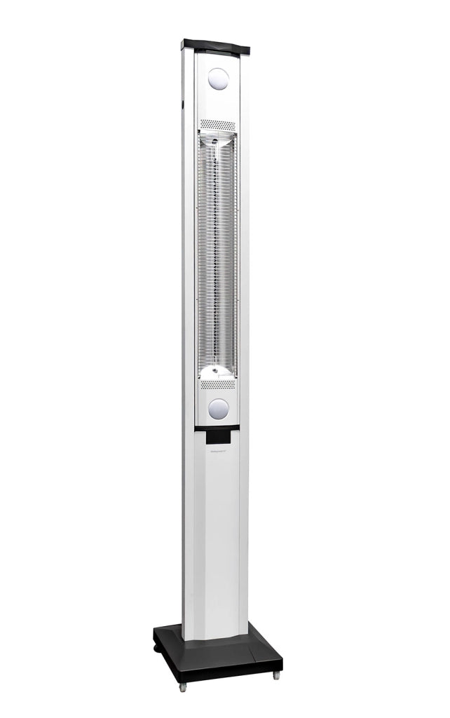 Stufa Elettrica ad infrarossi da Esterno 50x25x200 cm in Fibra di Carbonio con Luce Led Skyline Bianco Latte