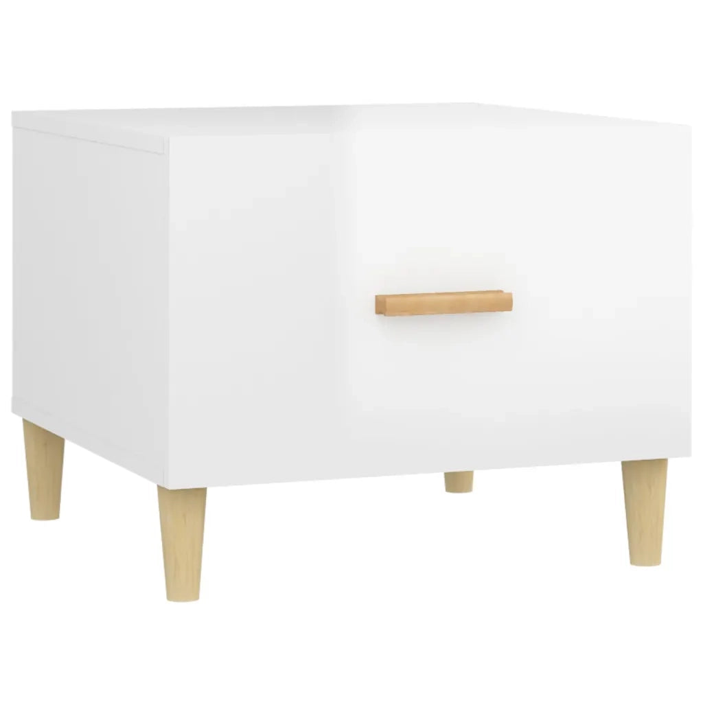 2 pz Tavolini salotto | Tavolino da caff¨¨ | Tavolino da Soggiorno Bianco Lucido 50x50x40cm Legno Multistrato