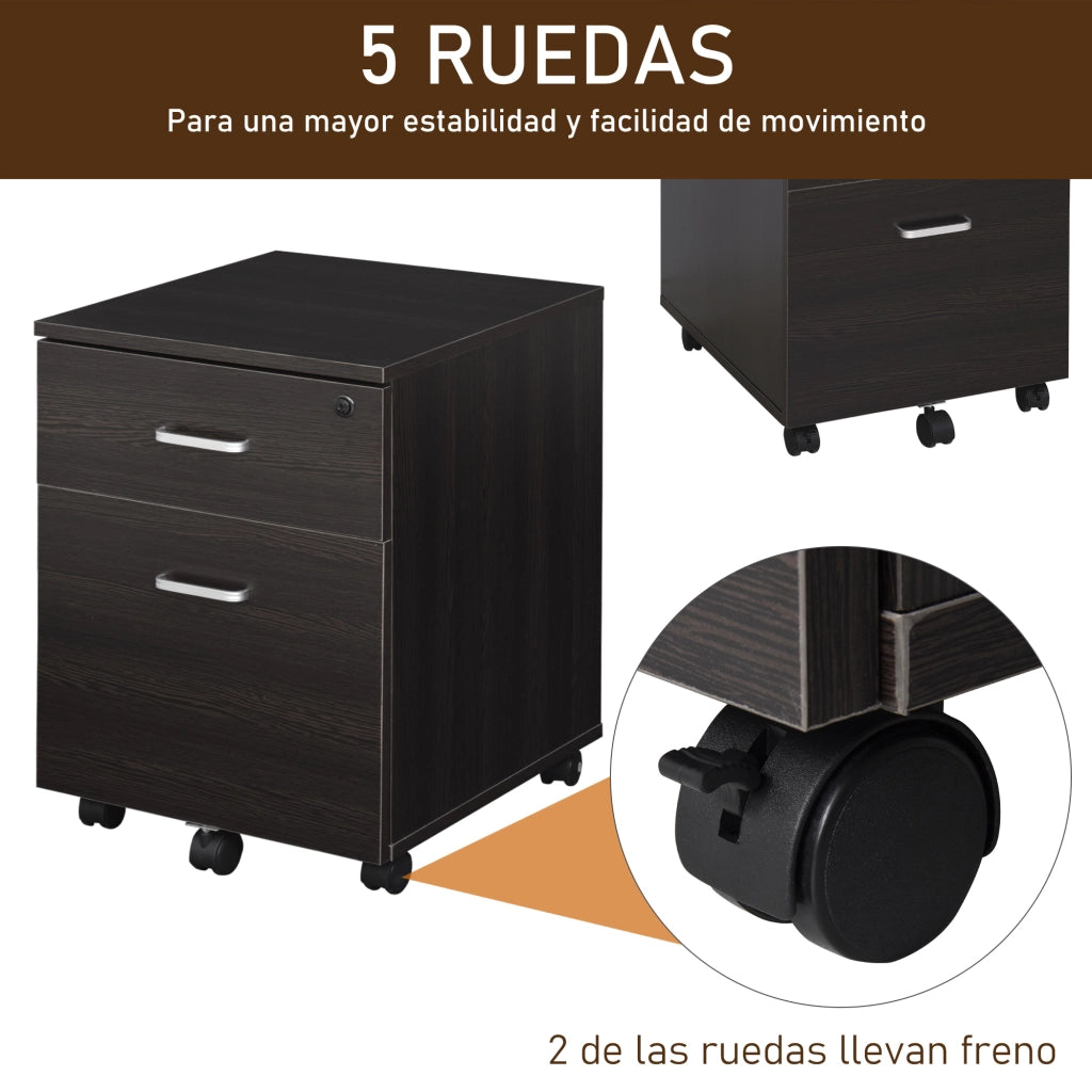 Cassettiera Mobile con Ruote per Archiviazione A4 ¨C Zephmum ¨C Wengu¨¦ 40x45x55,6 cm