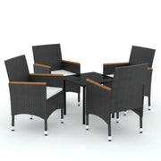 Set da Pranzo da Giardino 5 pz | Set Salotto da Giardino con Cuscini Nero