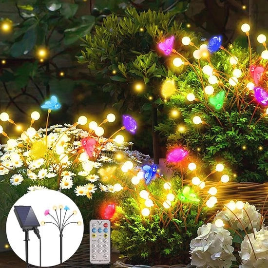Illuminazione Esterna Multifunzione a Energia Solare con 8 Modalità - IP65 Resistente all'Acqua, Bianco Caldo + RGB, Ideale per Giardino, Patio e Balcone