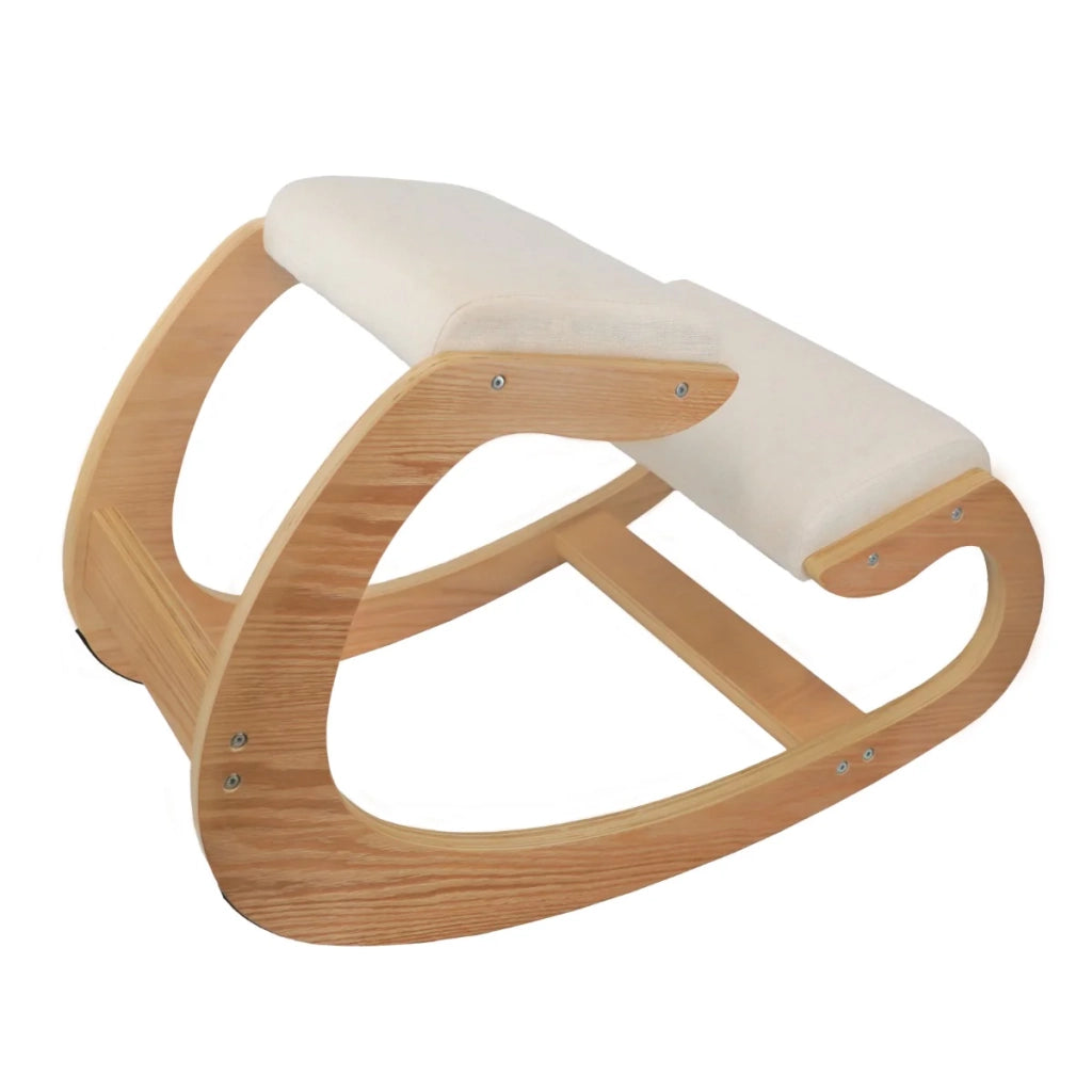 Sedia Ergonomica in Legno Bianca Cuscini Imbottiti da 8cm di Spessore per Ufficio e Casa Base Ortopedica Supporto Schiena e Ginocchia Portata 120kg Poggia Polso per Tastiera e Mouse INCLUSI