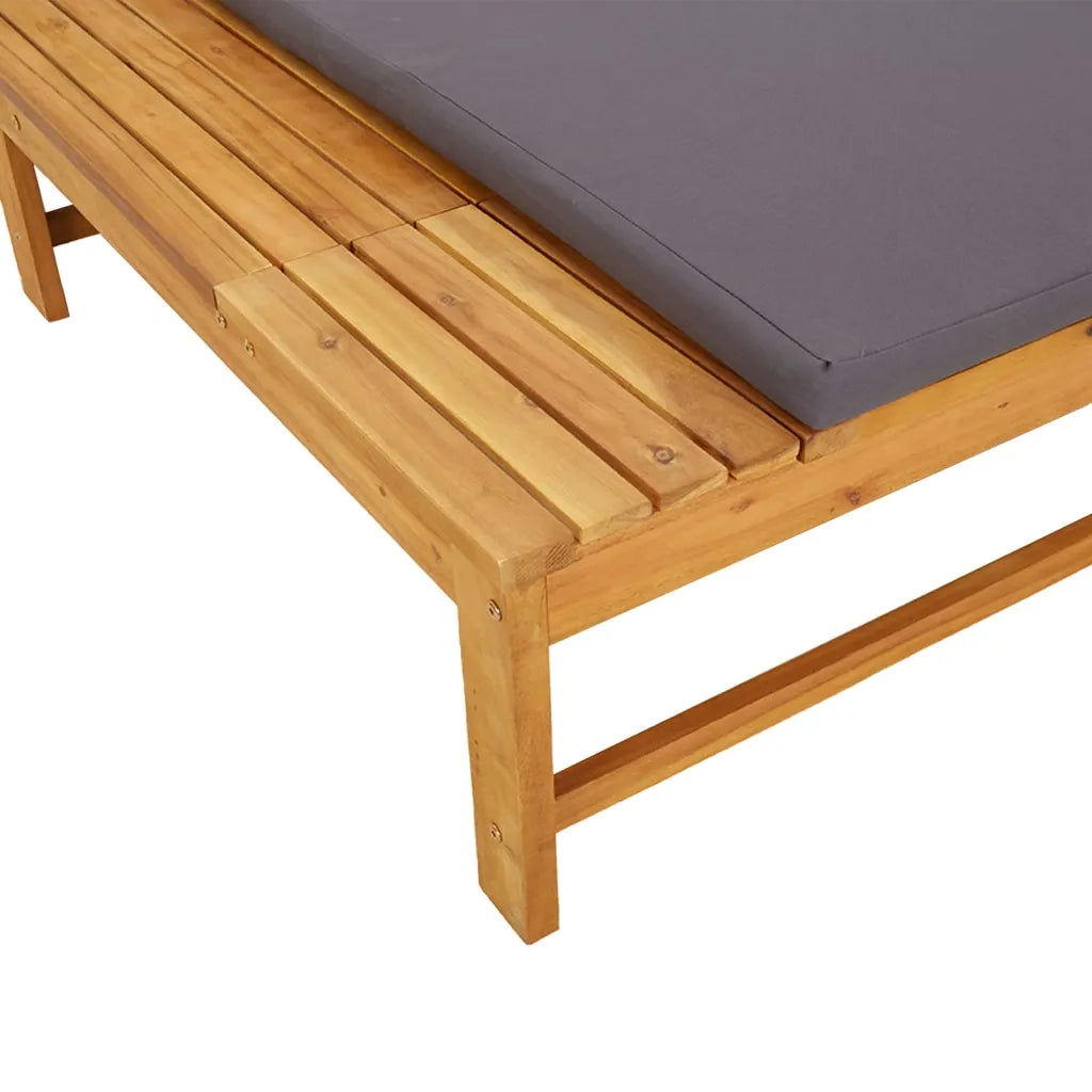 Sdraio da giardino | Lettino Cuscino e Guanciale Grigio Scuro Legno Massello Acacia