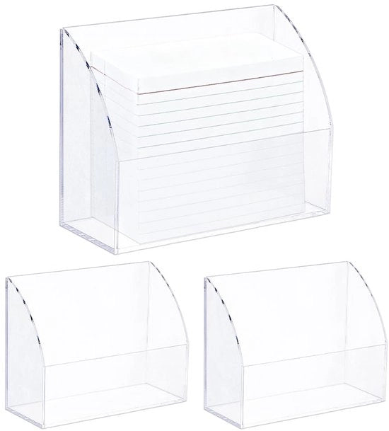 Oggetto da Scrivania con Supporto per Carte - Materiale Acrilico - Formato 3x5 - Resistente alle Scalfitture - Translucido - Dimensioni 14,5 x 5,5 cm - Supporto per Carte
