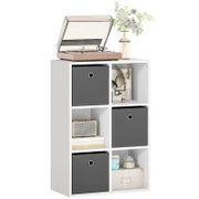 Mobile Multiuso con 6 Scomparti e 3 Cassetti in Tessuto, 53,7x30x79,8 cm, Grigio