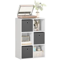 Mobile Multiuso con 6 Scomparti e 3 Cassetti in Tessuto, 53,7x30x79,8 cm, Grigio