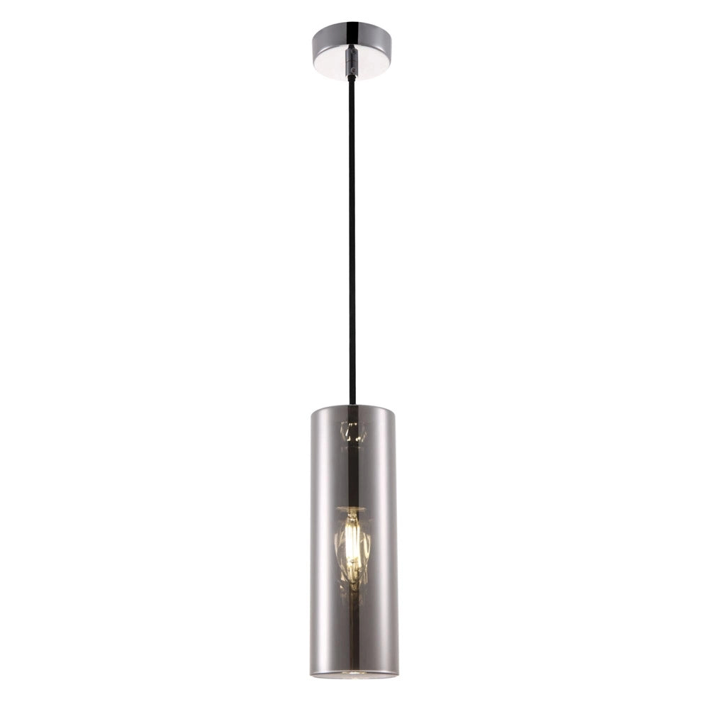 Sospensione Contemporanea Gioia Metallo Cromo 1 Luce Diffusore Vetro Cromo