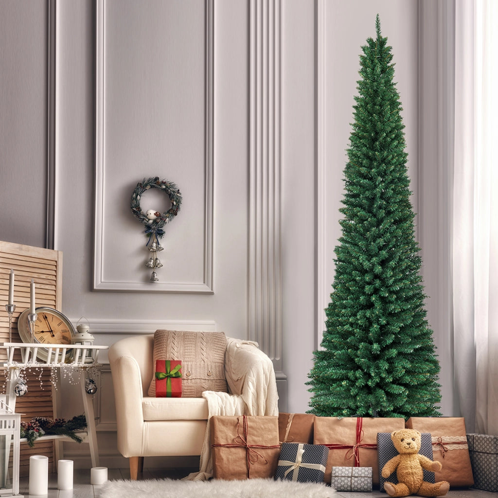 Albero di natale aghi in PVC di alta qualit¨¤ struttura con cerniere e base, Albero di natale 270 cm per casa ufficio negozi Verde-Alberi di Natale