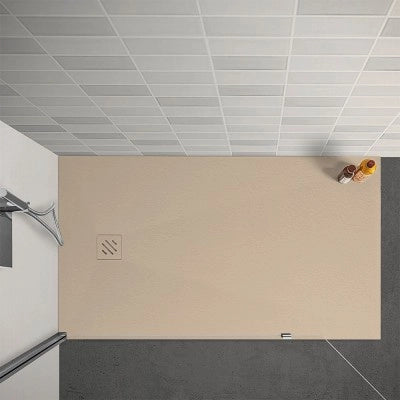 Piatto doccia 80x100 cm tortora effetto pietra in resina riducibile Karen