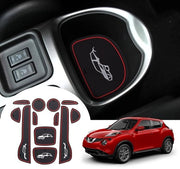 Matten Antislip compatibili con Nissan Juke F15 2011-2018, Mattoncini in gomma per console centrale, mattoncini per contenitore porta bicchieri, mattoncini per console porta oggetti (rosso)
