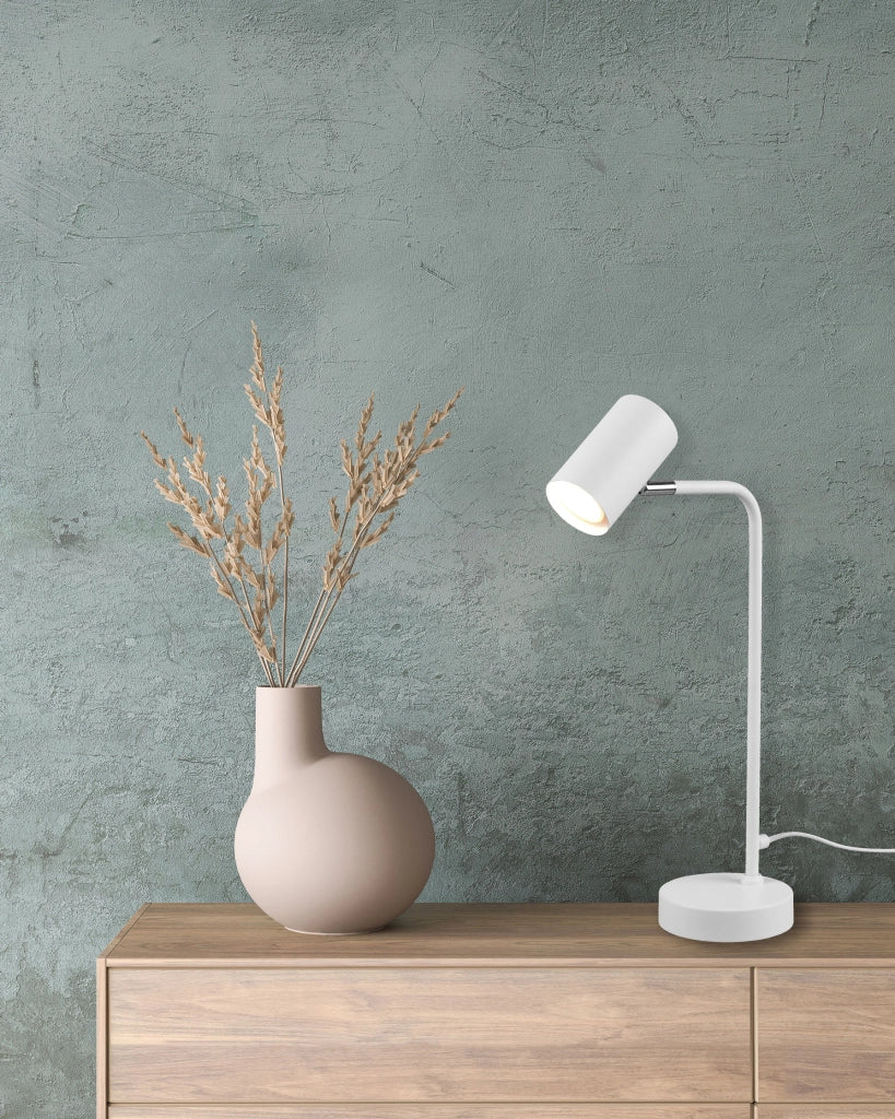 Lampada tavolo da Interno a Led in Metallo Bianco Opaco