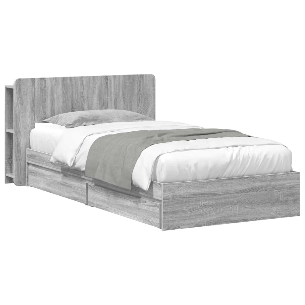 Telaio del letto con storage Sonoma grigio 75 x 190 cm