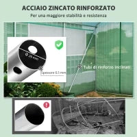 Serra a Tunnel con 3 Porte Avvolgibili e 6 Finestrelle, in Acciaio Zincato e PE, 6x3x2 m, Verde