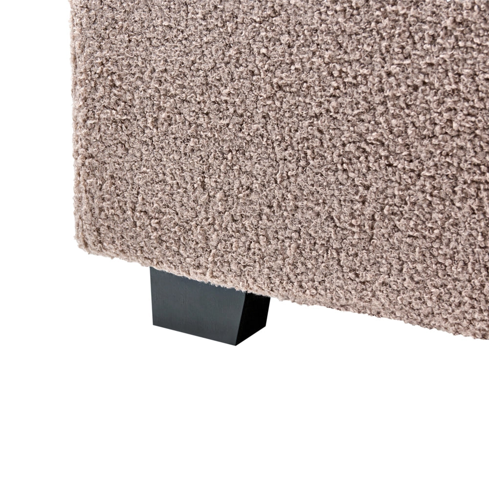 Letto con rete design minimalista retrò bouclé tortora 140 x 200 cm