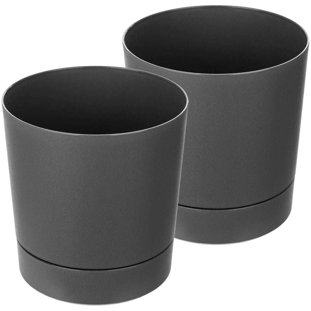 Vaso da fiori KADAX con coprivaso e sottovaso, rotondo, 20 cm, set da 2