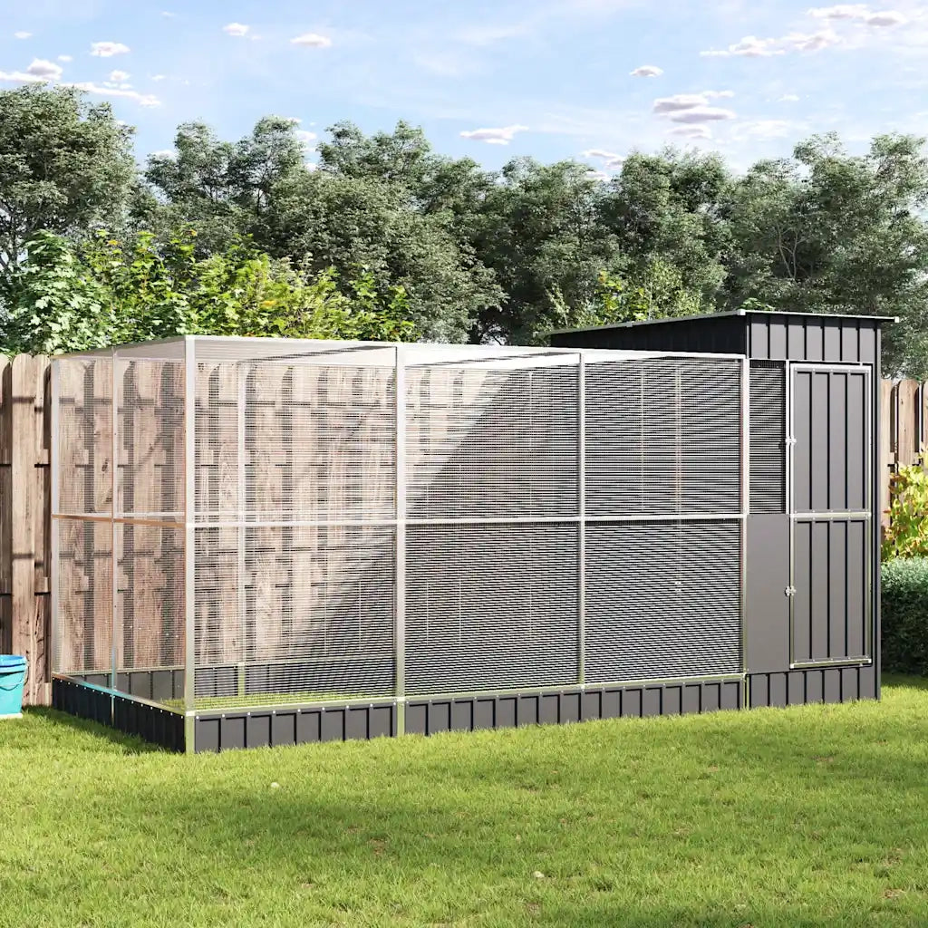 Voliera con Estensione Argento 416x203x216 cm Acciaio 3214258