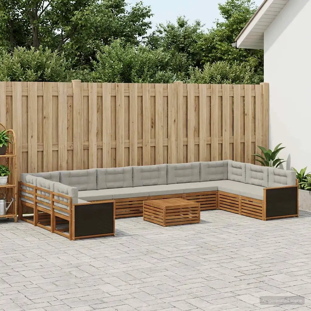 Set divani con cuscino 11 pcs Legno di Acacia Massello