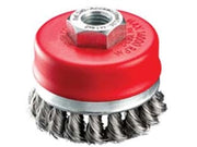 SPAZZOLA A TAZZA FILI ACCIAIO ZINCATO RITORTI PER SMERIGLIATRICE  ø mm.65 filettato mm.14 MA    EXCEL