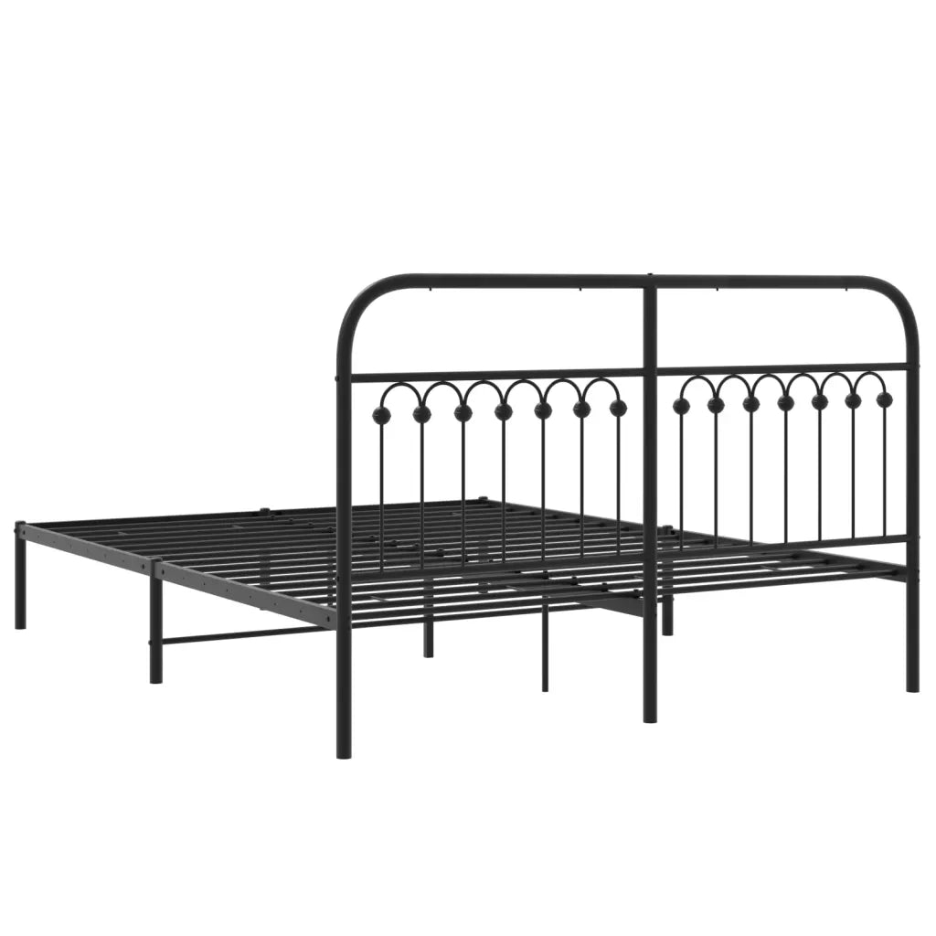 Giroletto con Testiera in Metallo Nero 150x200 cm 376602