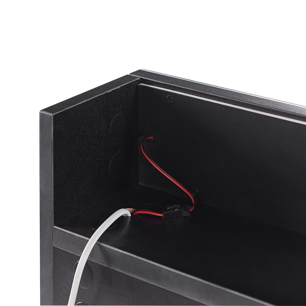 Specchiera da bagno in vetro nero e legno ingegnerizzato con LED 60 x 60 cm Design moderno