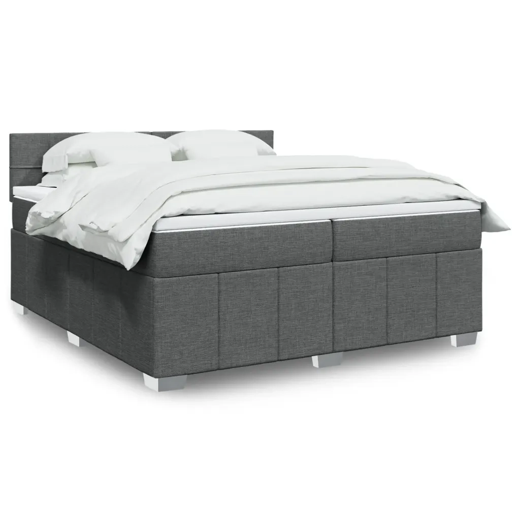 Giroletto a Molle con Materasso Grigio Scuro 200x200 cm Tessuto 3289476