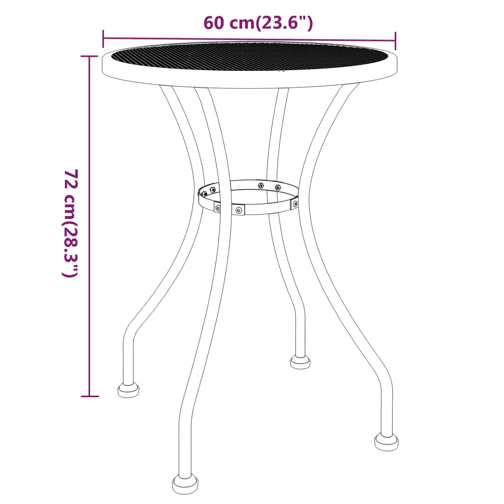 Set da Pranzo per Giardino 3pz Rete Metallica Espansa Antracite cod mxl 35729