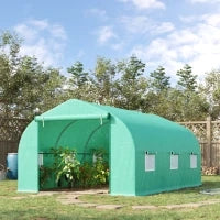 Serra per Orto a Tunnel 4.5x3x2m con Tetto Spiovente in PE e Tubi d'Acciaio Verde Scuro