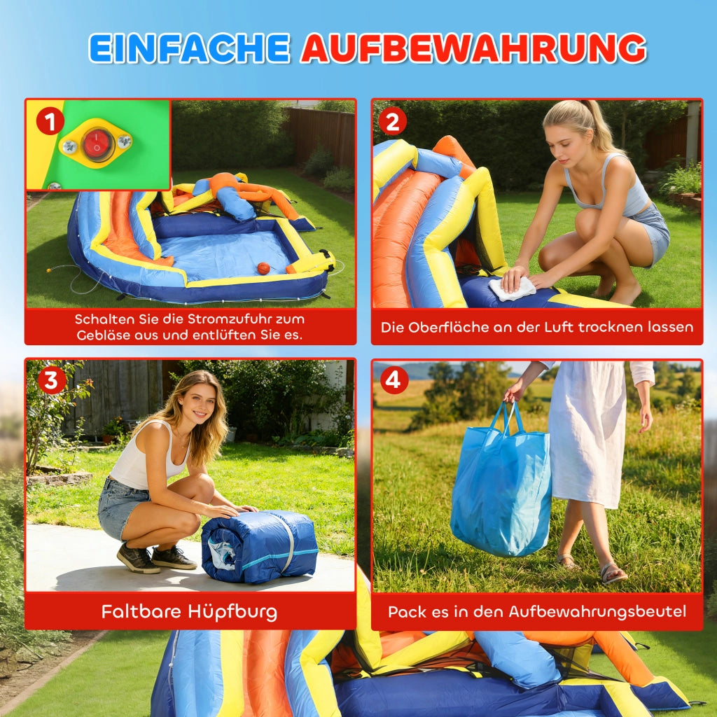 Castello gonfiabile con scivolo piscina trampolino parete arrampicata ¨C zephmum ¨C 350x325x210cm multicolore