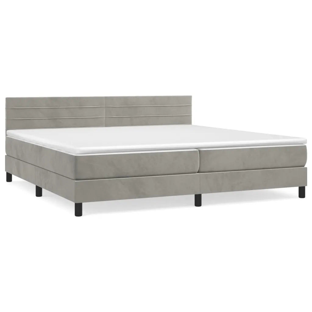 Giroletto a Molle con Materasso Grigio Chiaro 200x200cm Velluto 3141383