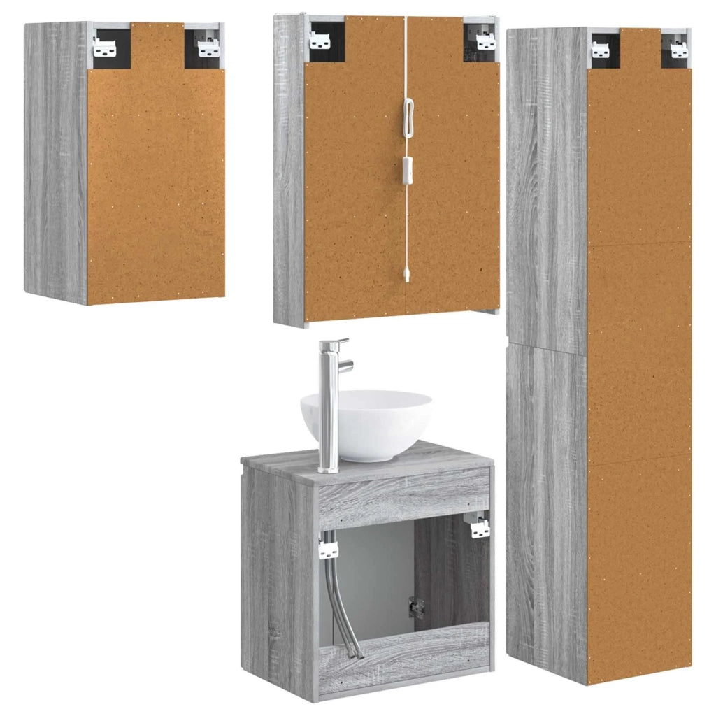 Set di Armadi da Bagno 5 pcs Sonoma grigio 53 x 15,5 x 70 cm 3407308