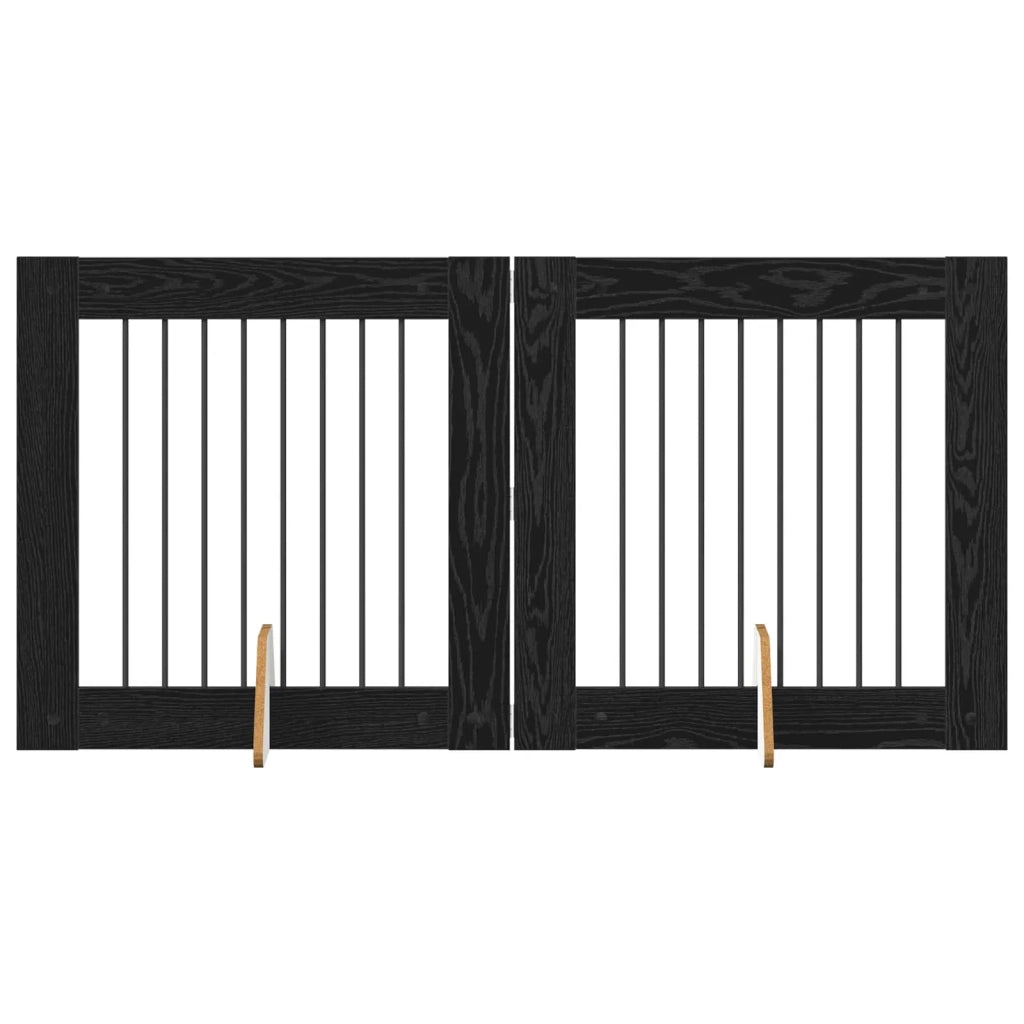 Cancello per cani con supporti 2 pcs Rovere Nero 80 x 80 cm 892073