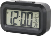 Alarme digitale con display grande, calendario orario con illuminazione, sveglia con batterie, cassettiera da camera da letto (nero).