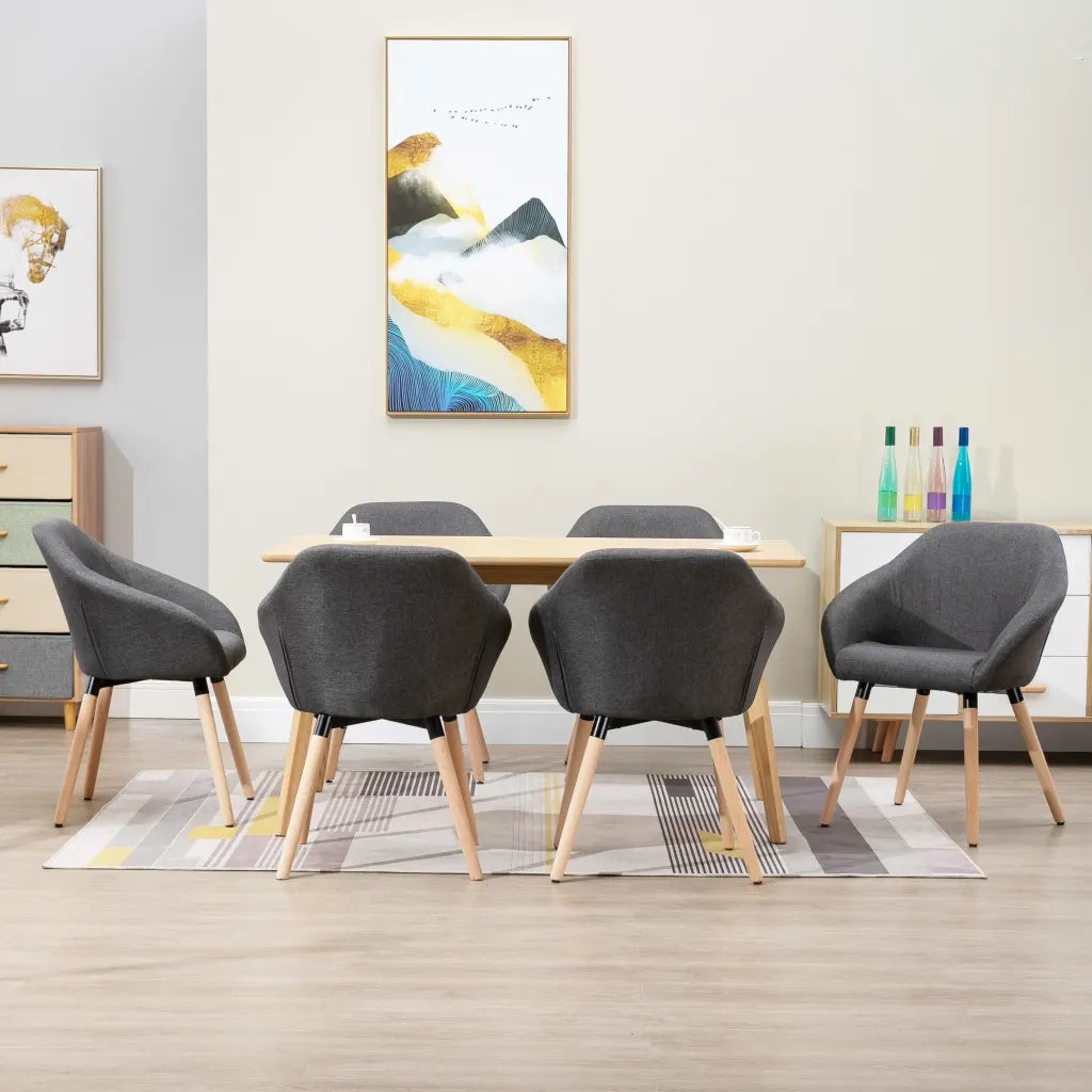 Sedie da Pranzo 6 pz Grigio Scuro in Tessuto 278418