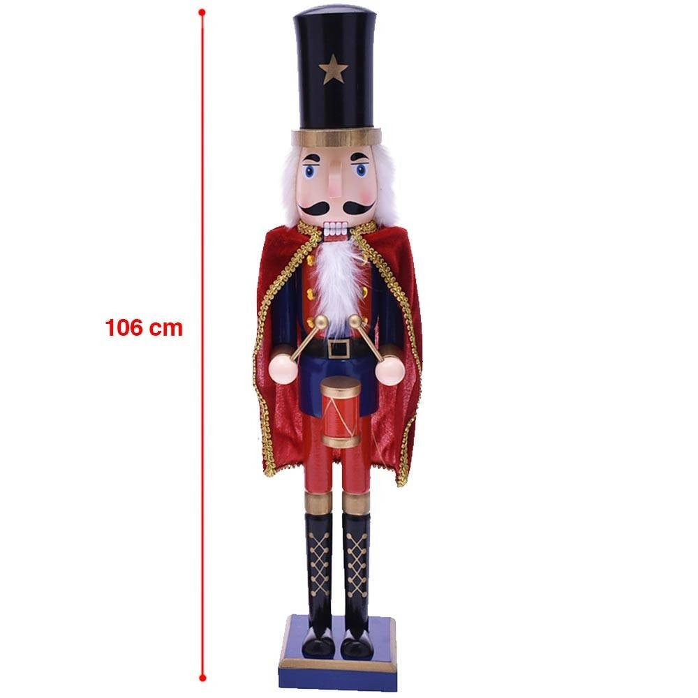 Trade Shop - Soldato Schiaccianoci Di Natale In Legno Altezza 55 Cm Decorazioni Natalizie -