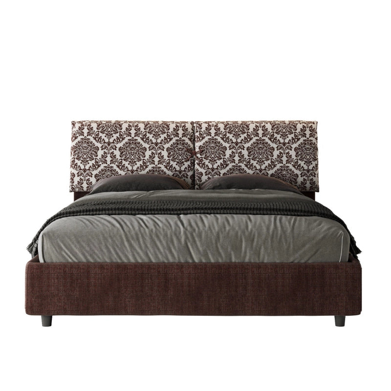 Letto imbottito Matrimoniale 160x190 cm tessuto Agata Mados - Senza rete,Bordeaux/Bordeaux