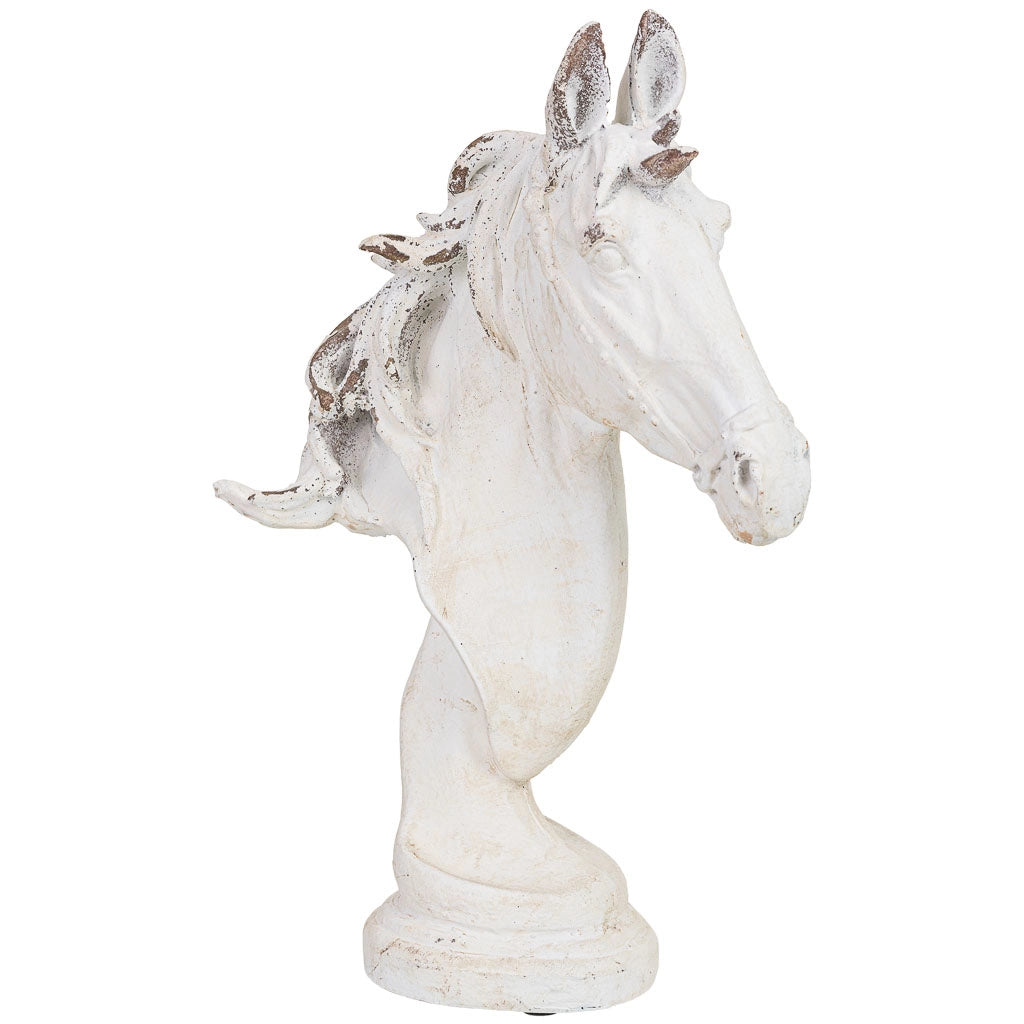 Figura decorativa a forma di cavallo in magnesio bianco, 25x10x38h cm