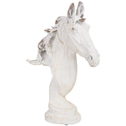 Figura decorativa a forma di cavallo in magnesio bianco, 25x10x38h cm