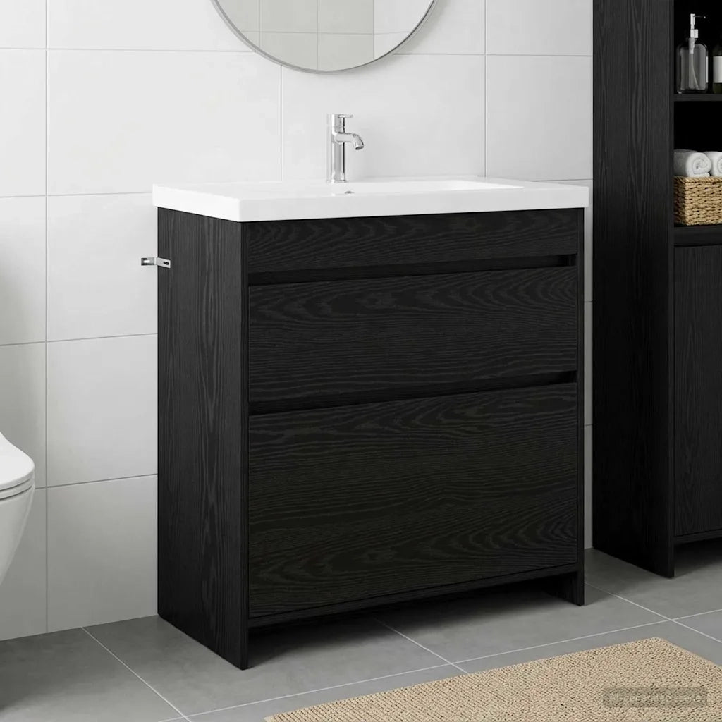Mobiletto da Bagno Sotto Lavabo Rovere Nero 78,5 x 37,5 x 81 cm 890737