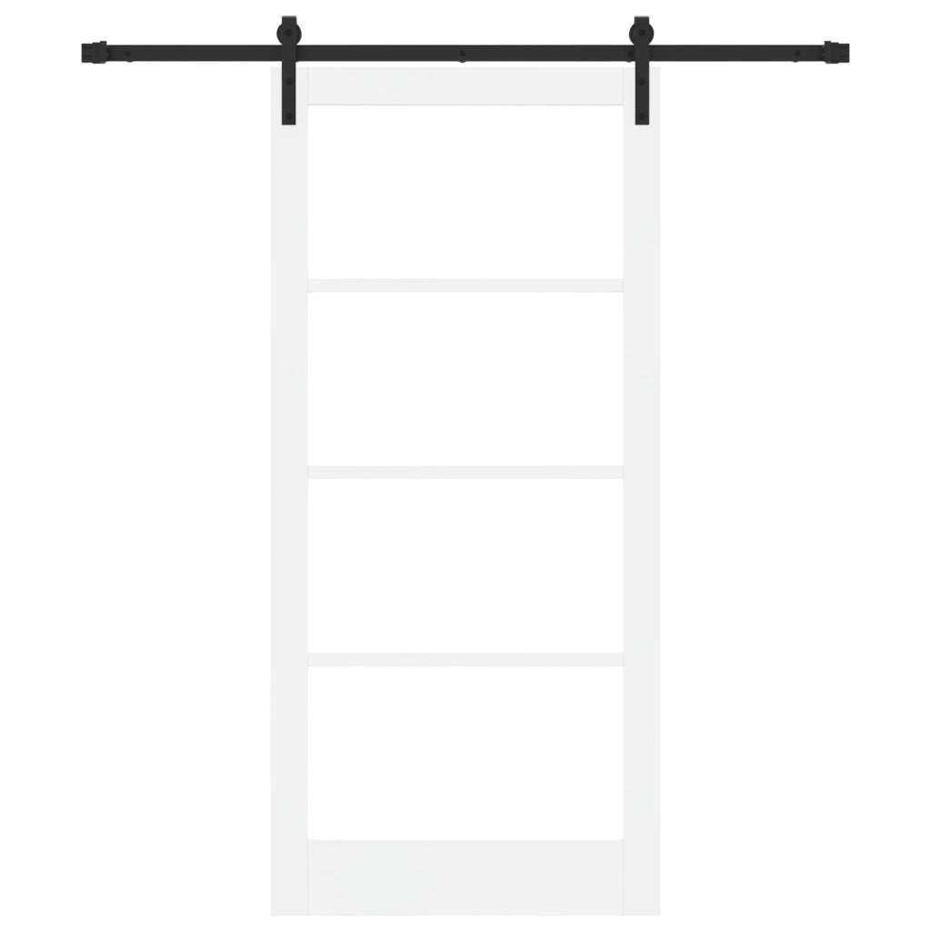 porta scorrevole  con Set Hardware 'ORKDAL'Bianco Legno Massello & Vetro