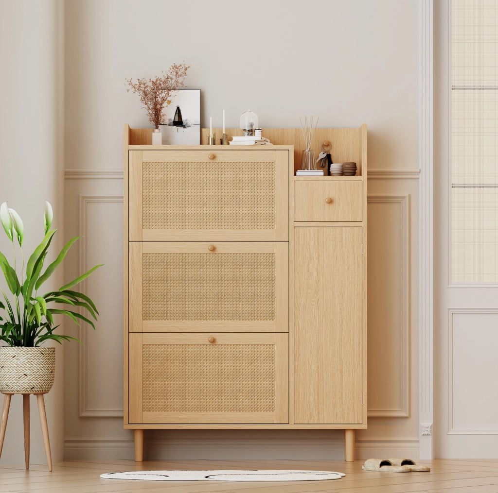Scarpiera salvaspazio in MDF naturale 90x125x17 cm