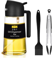 Olio per cucina aspirante 2 in 1, contenitore 470 ml, adatto per Airfryer, padelle, grigliare, ecc., colore nero
