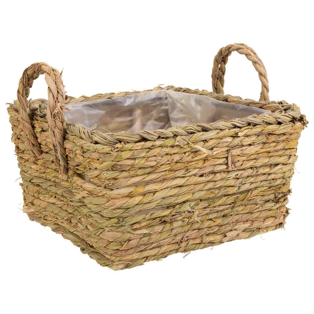 Cesto in corda intrecciata marrone 27x27x14h