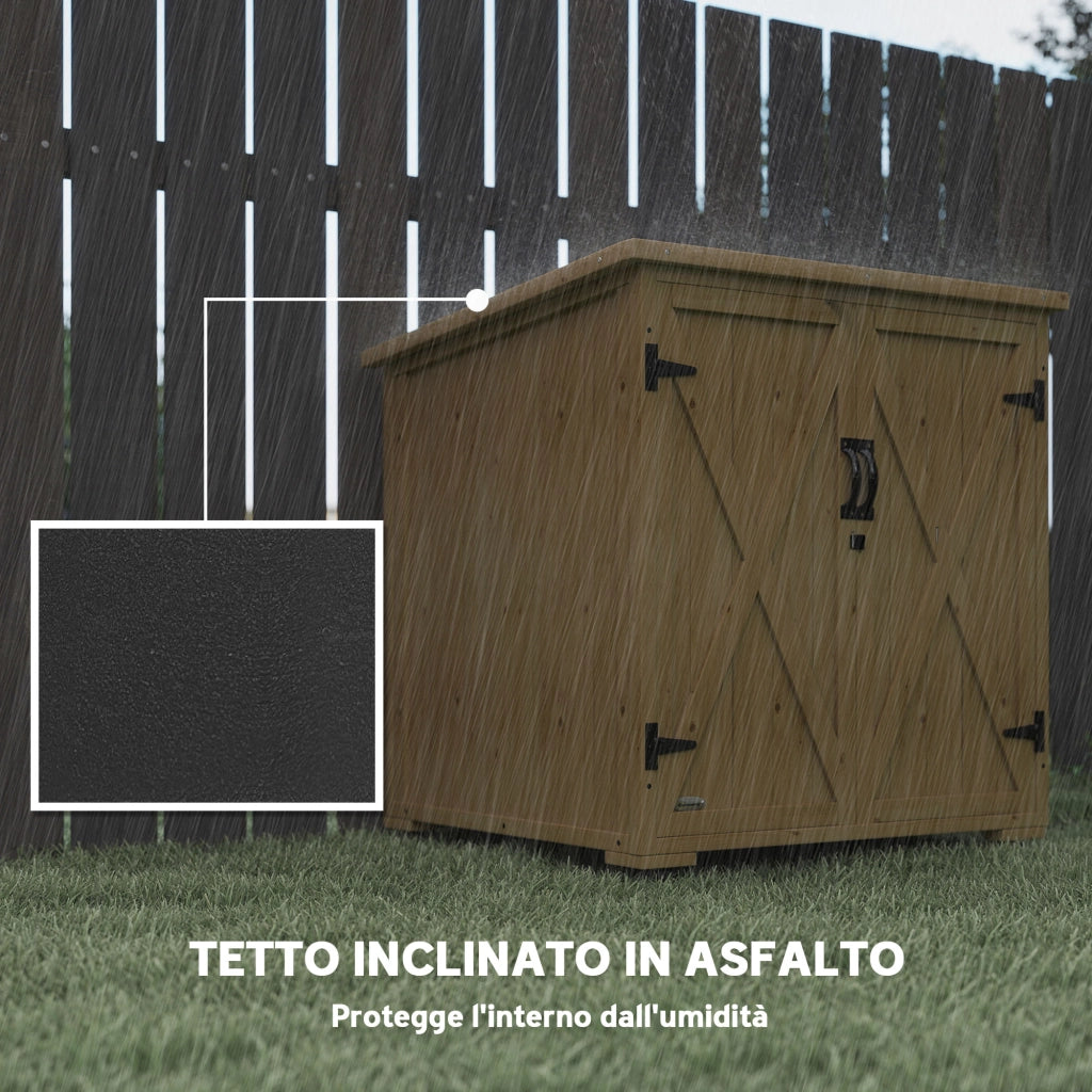 Armadio da Esterno in Legno di Abete ¨C Xylo ¨C Ripiano Regolabile, Tetto Inclinato, 77.5x88x90 cm