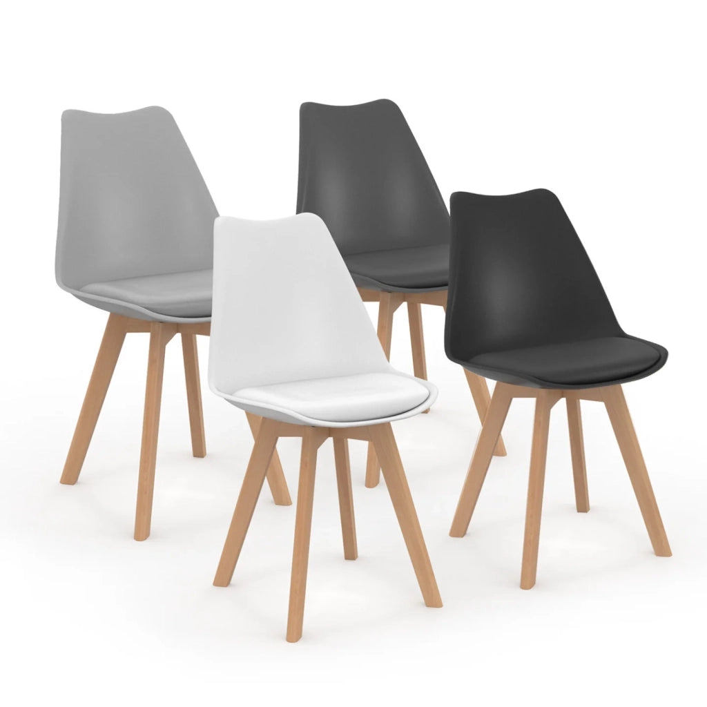IDMarket - Set di 4 sedie da pranzo grigio scuro, grigio chiaro, bianco e neroSARA