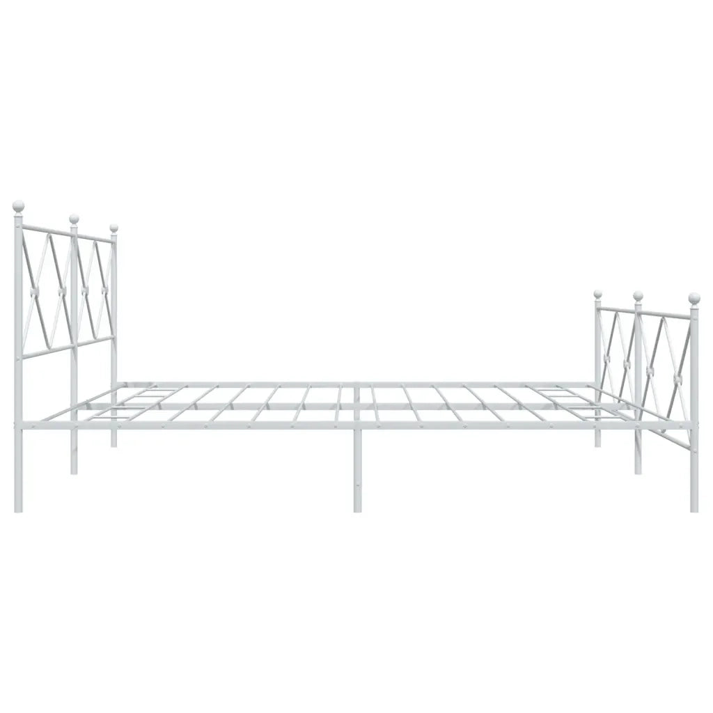 Letto matrimoniale | Letto per adulti | Giroletto con Testiera e Pediera Metallo Bianco 200x200 cm