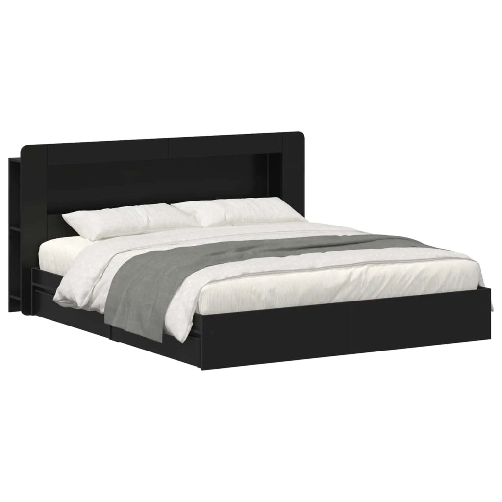 Telaio del letto con storage con cassetto Nero 200 x 200 cm 3433690