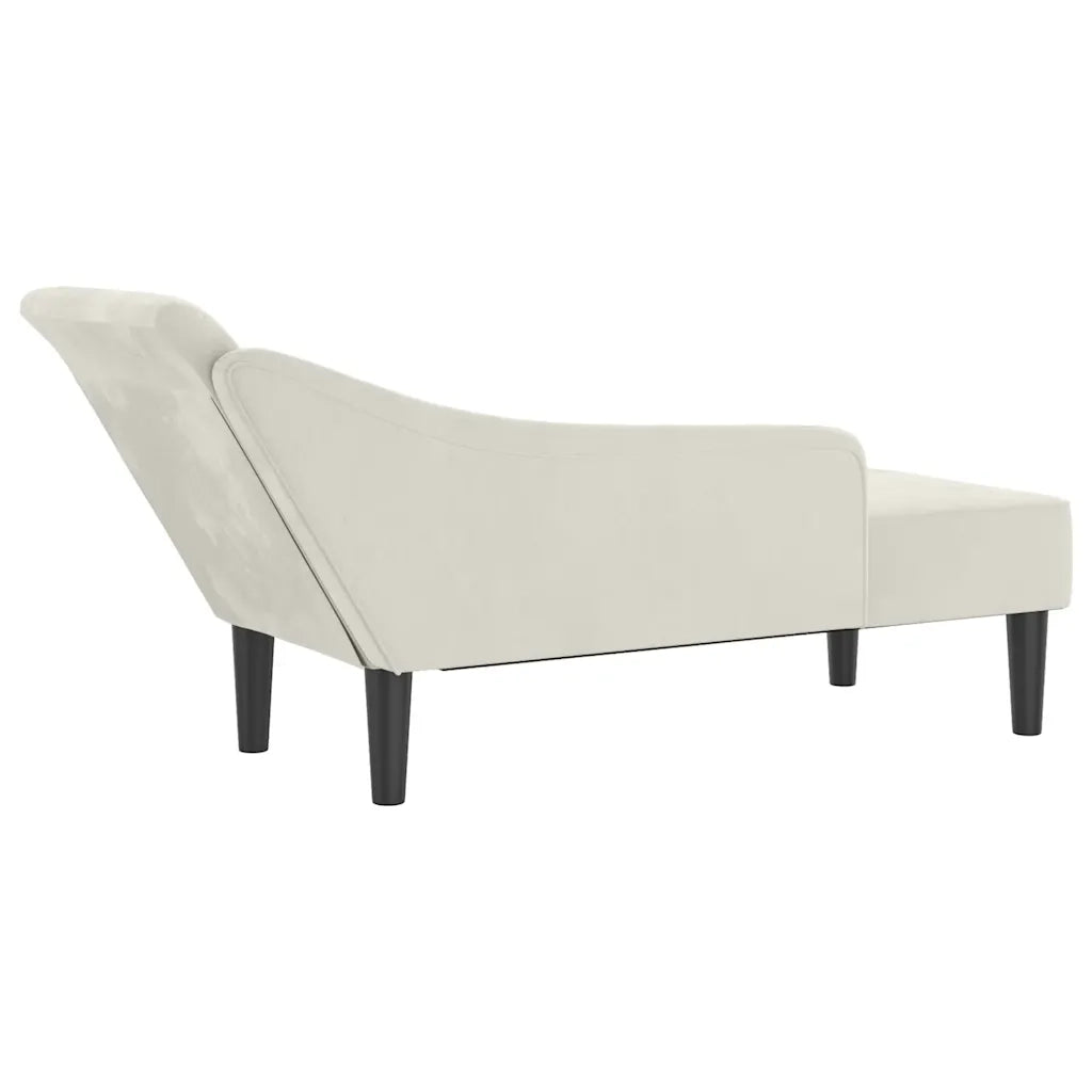 Chaise Longue con Cuscini Crema in Velluto CFW6609977