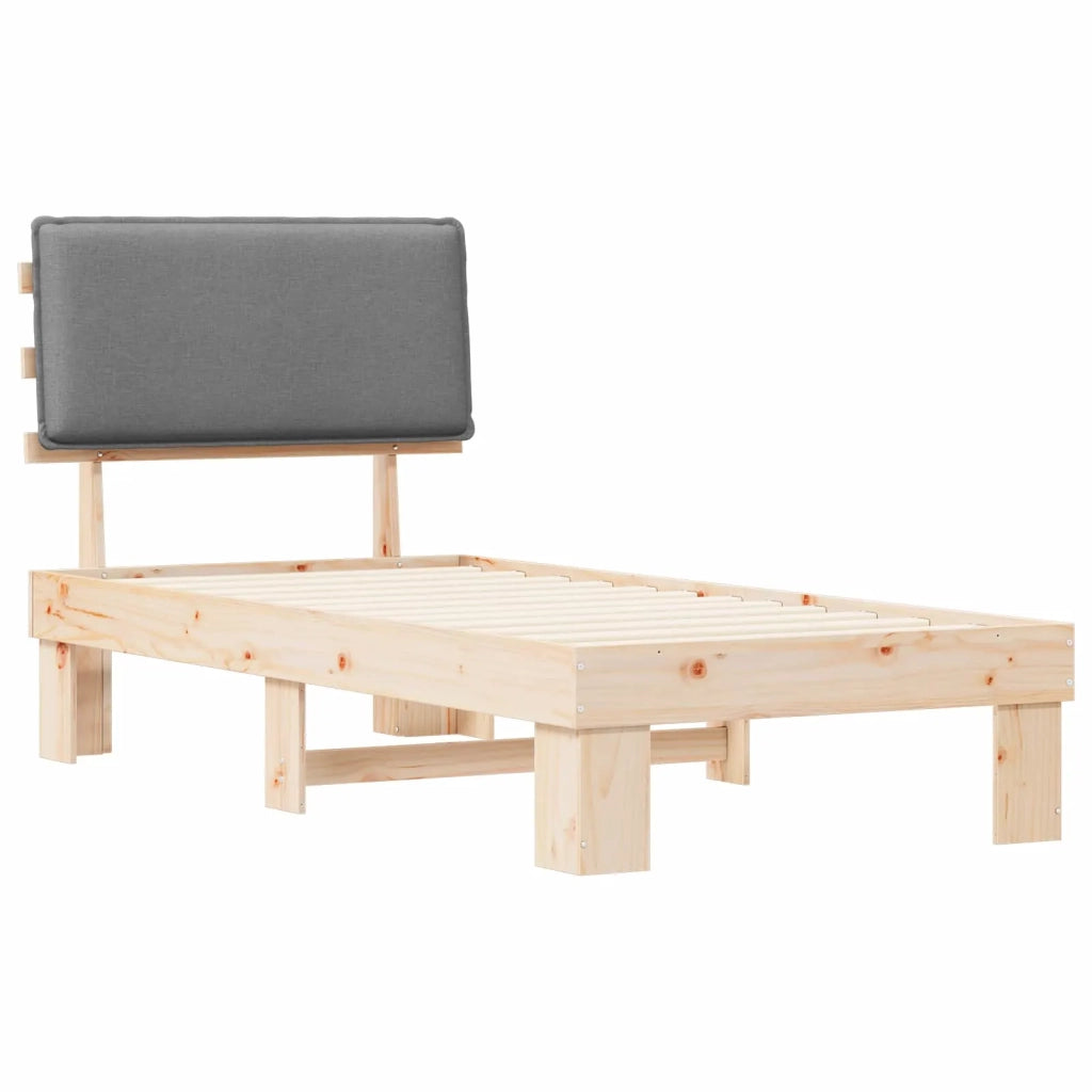 Letto con Testiera Rivestita Grigio chiaro 80 x 200 cm